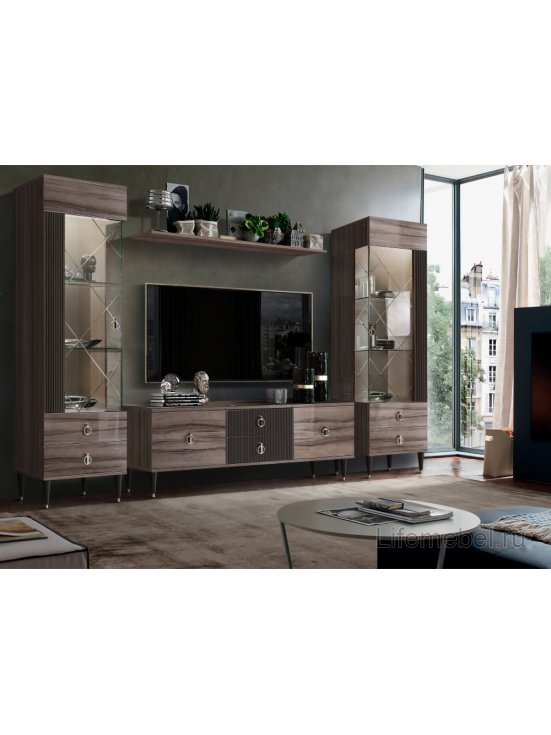 Витрина Rimini Solo правая орех империя / серебро