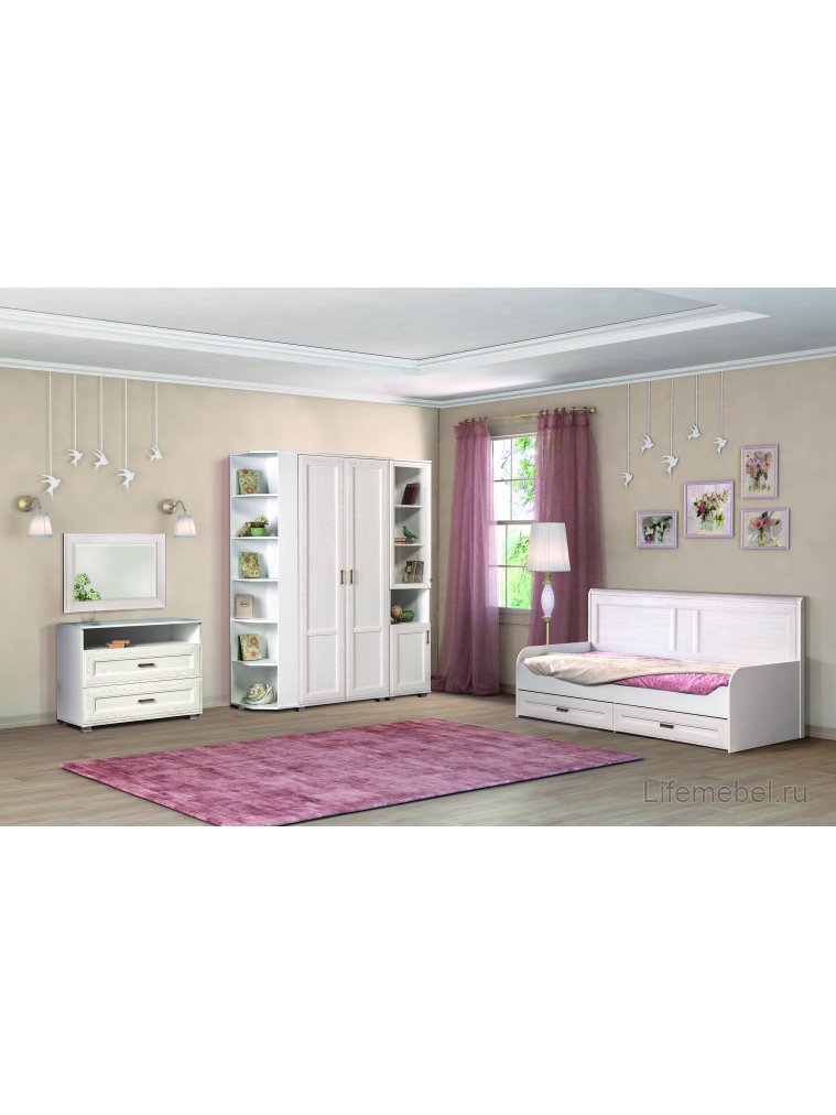 Витрина Белла №242 ясень белый / белая