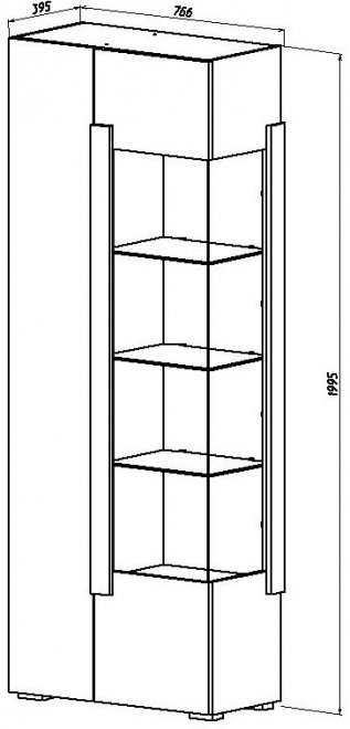 Витрина Куба 1701.М4 дуб сонома / белый глянец