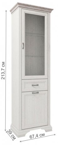 Витрина Monako 1V1D1S сосна винтаж / дуб анкона 