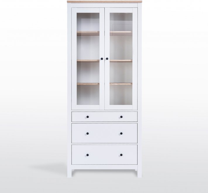 Витрина Сага 90 белый / ясень