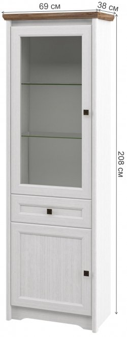 Витрина Тиволи МН-035-01 белый структурный / дуб стирлинг