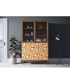 Книжный шкаф Воаб орех / принт 14