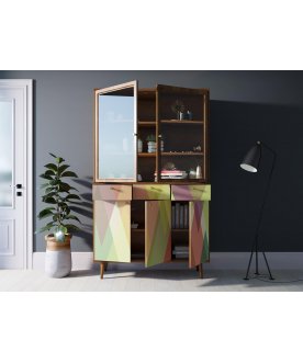 Книжный шкаф Воаб орех / принт 16