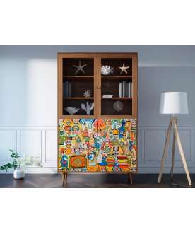 Книжный шкаф Воаб орех / принт 1