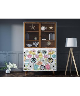 Книжный шкаф Воаб орех / принт 3