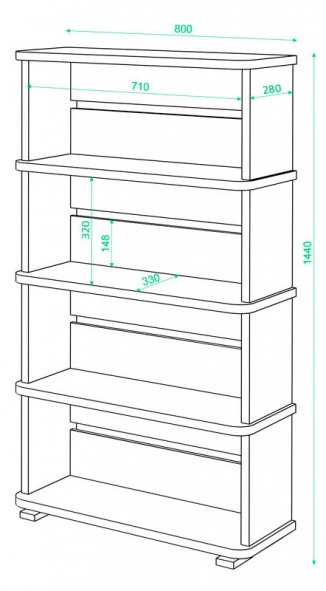 Cтеллаж СБ-25/4 В венге
