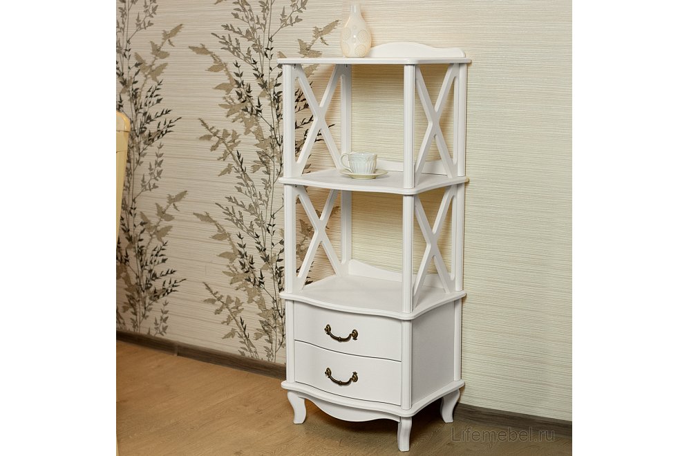 Стеллаж Джульетта 2 уровня молочный дуб