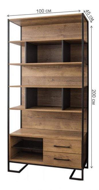 Стеллаж Loft с полкой дуб табак / графит