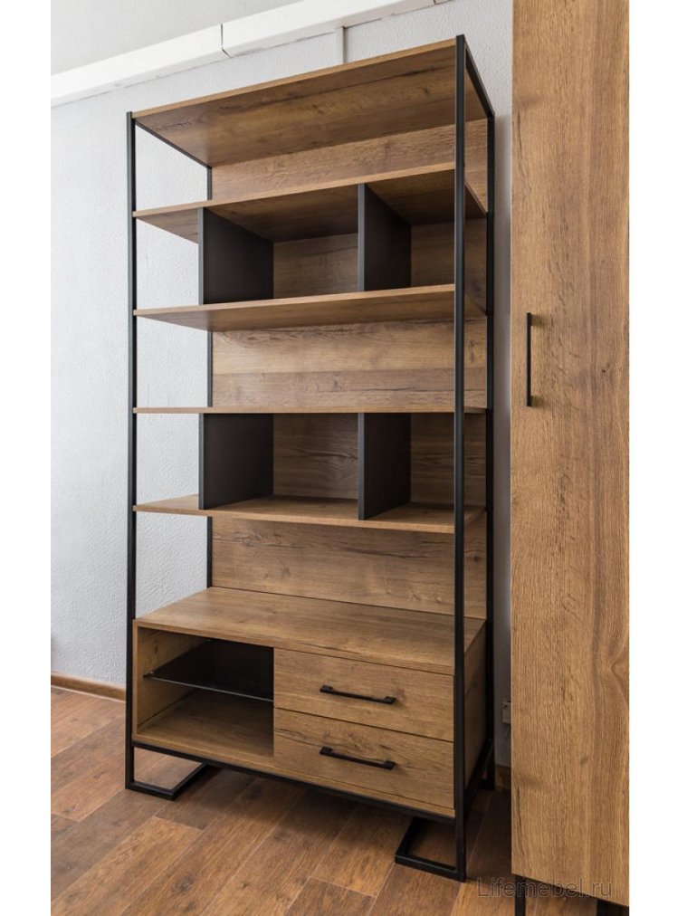 Стеллаж Loft с полкой дуб табак / графит