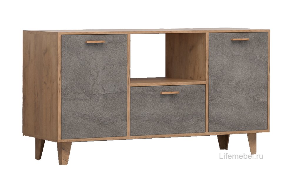 Тумба Эго Т-2 на ножках дуб крафт золотой / камень темный