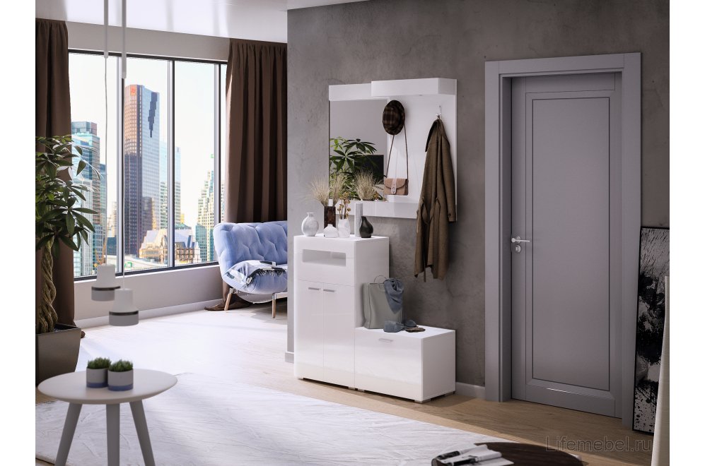 Тумба Фьюжн белый / белый глянец