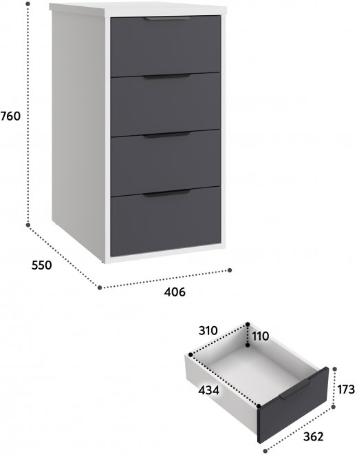 Тумба К-52 белый структурный / графит