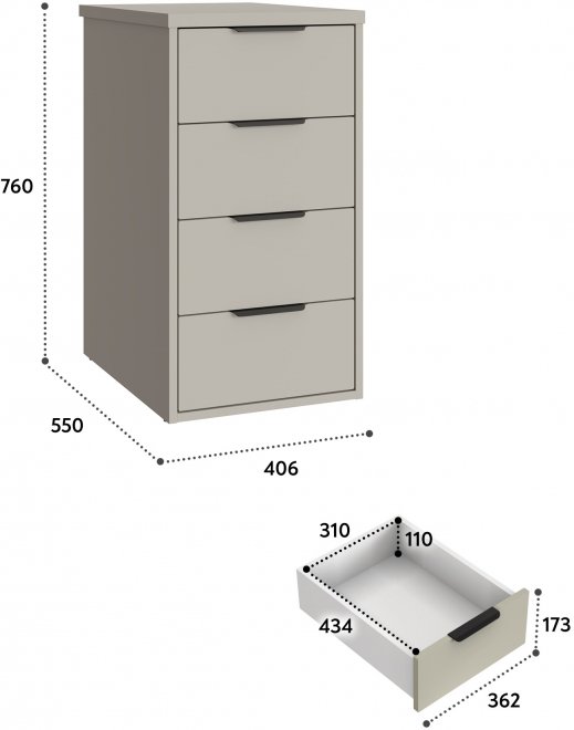Тумба К-52 глиняный серый / риолит