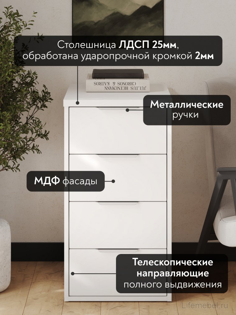 Тумба К-53 белый структурный / меренга