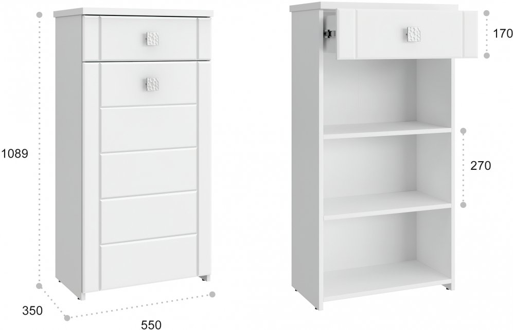 Тумба Изабель ИЗ-56К белое дерево