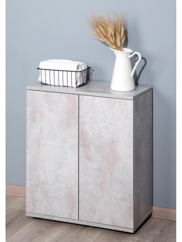 Тумба Ультра Push 2х дверная цемент светлый вельвет