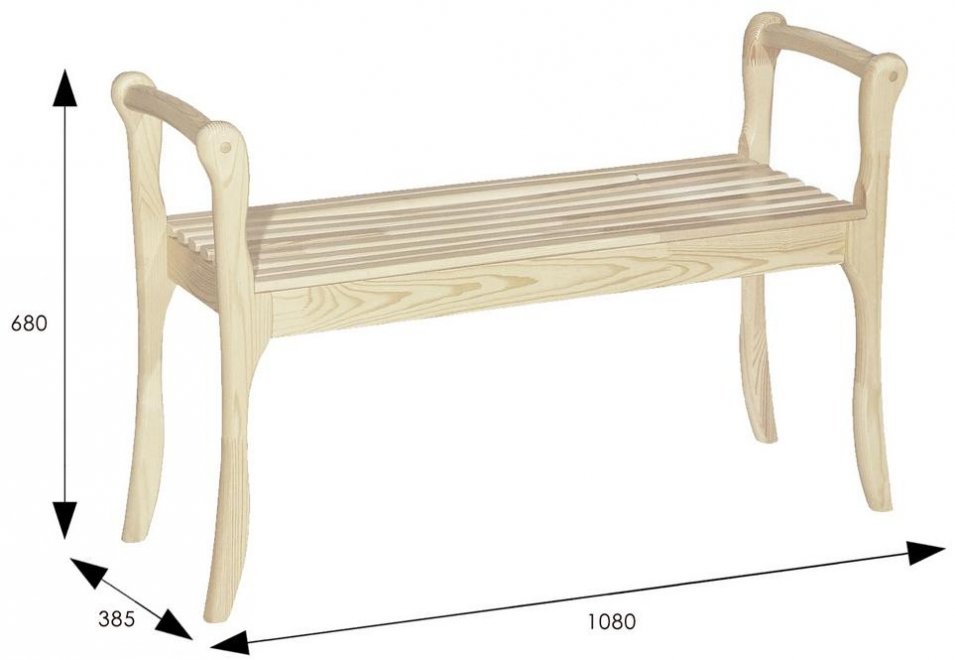 Банкетка Массив с подлокотниками каркас лак