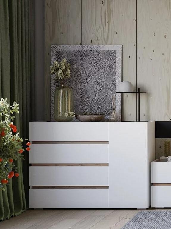 Комод Атлон белый / дуб вотан