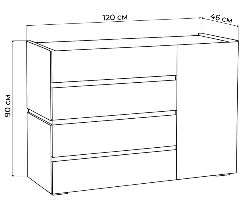 Комод Атлон белый / дуб вотан