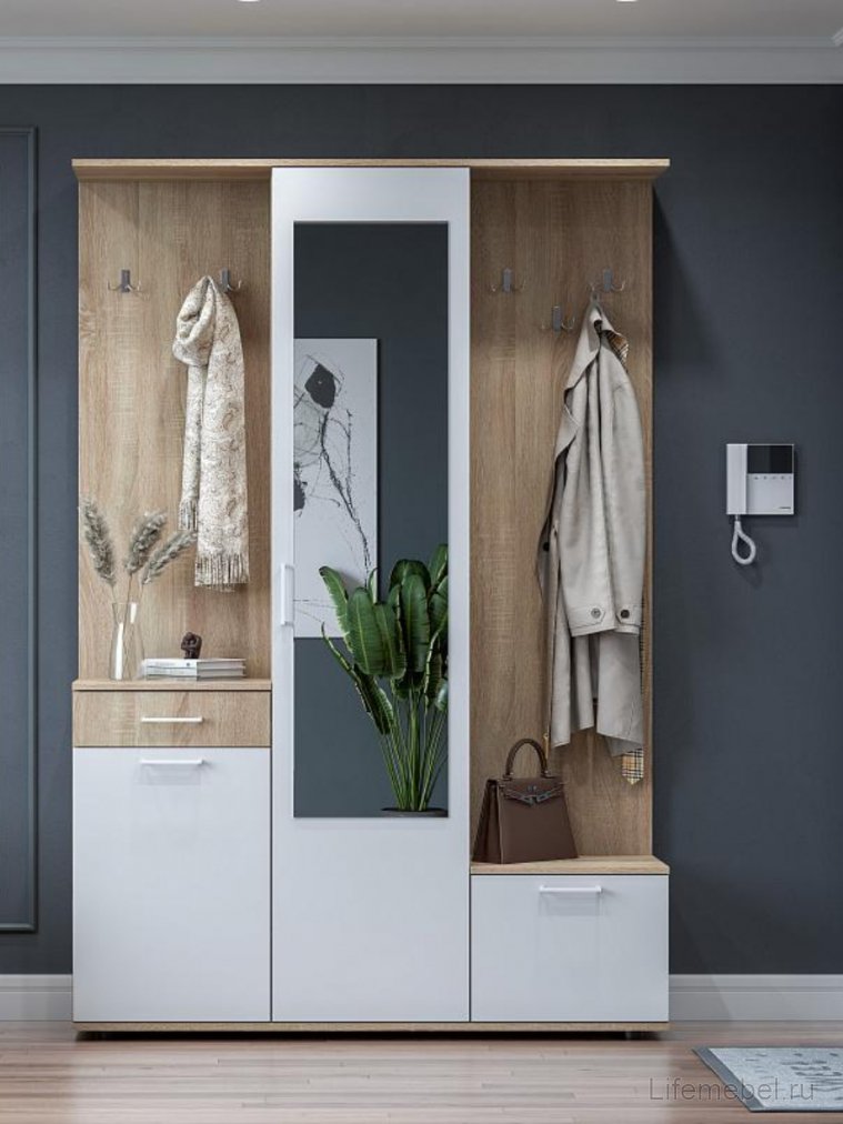Готовая прихожая Пети дуб сонома / белый
