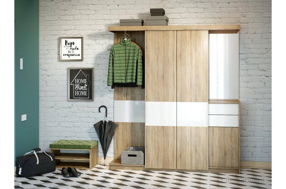 Готовая прихожая Турин 2601.М1 дуб сонома / белый глянец