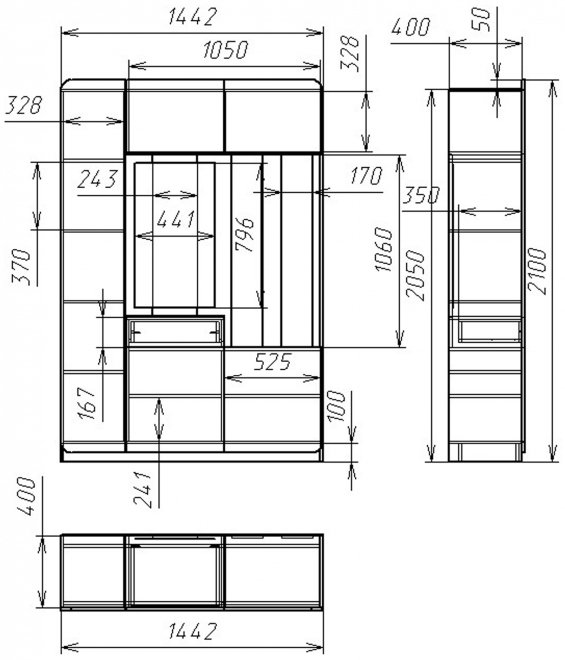 Прихожая Мебелеф 10 ясень шимо темный / черный