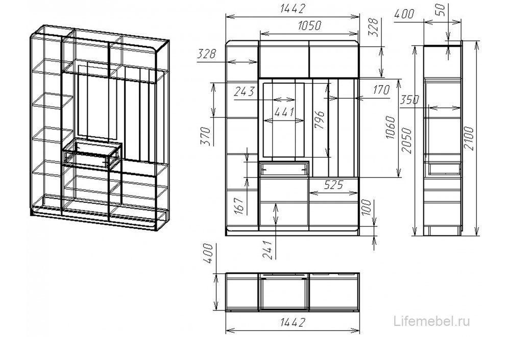 Прихожая Мебелеф 10 ясень шимо темный / красный