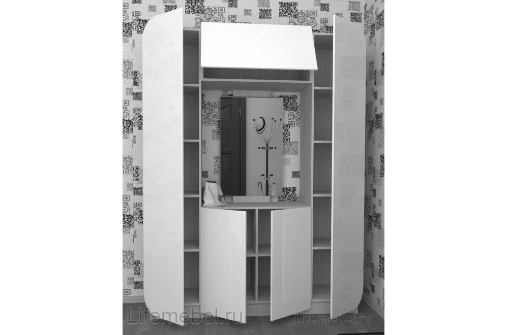 Прихожая Мебелеф 2 ясень шимо светлый / красный