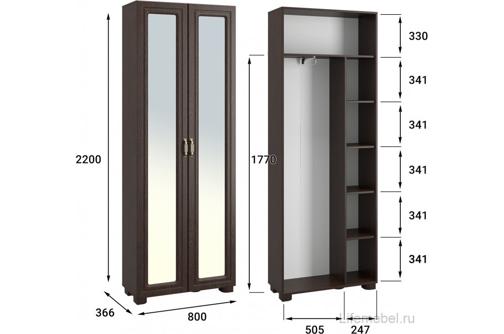 Модульная прихожая Монблан венге / орех шоколадный комплектация 1 (К)