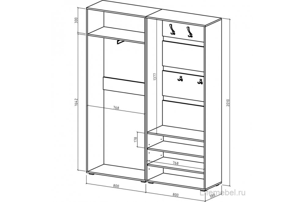Модульная прихожая Плутон-1 ясень шимо