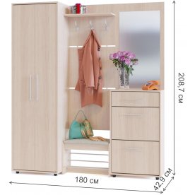 Модульная прихожая ВШ-5.1 + ТП-5 + ТП-2 + ПЗ-3 + ШО-1 беленый дуб (комплектация 8)