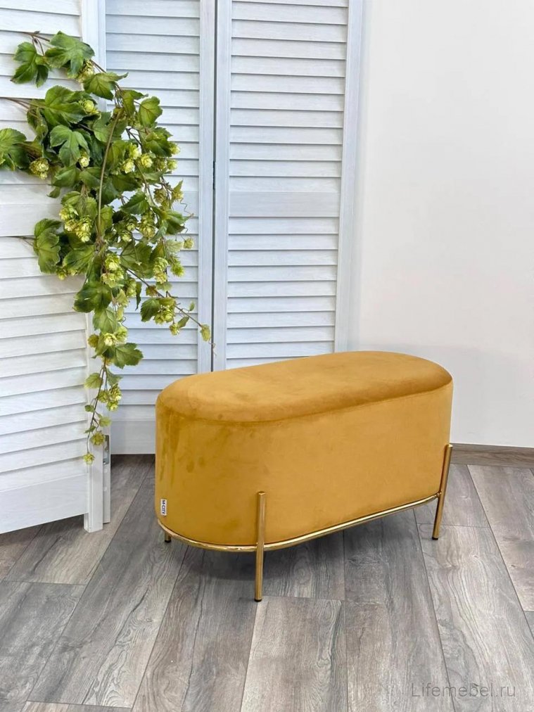 Пуф Zen Bluvel велюр желтый / золотой