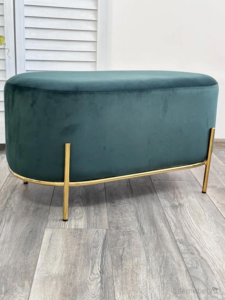 Пуф Zen Bluvel велюр зеленый / золотой