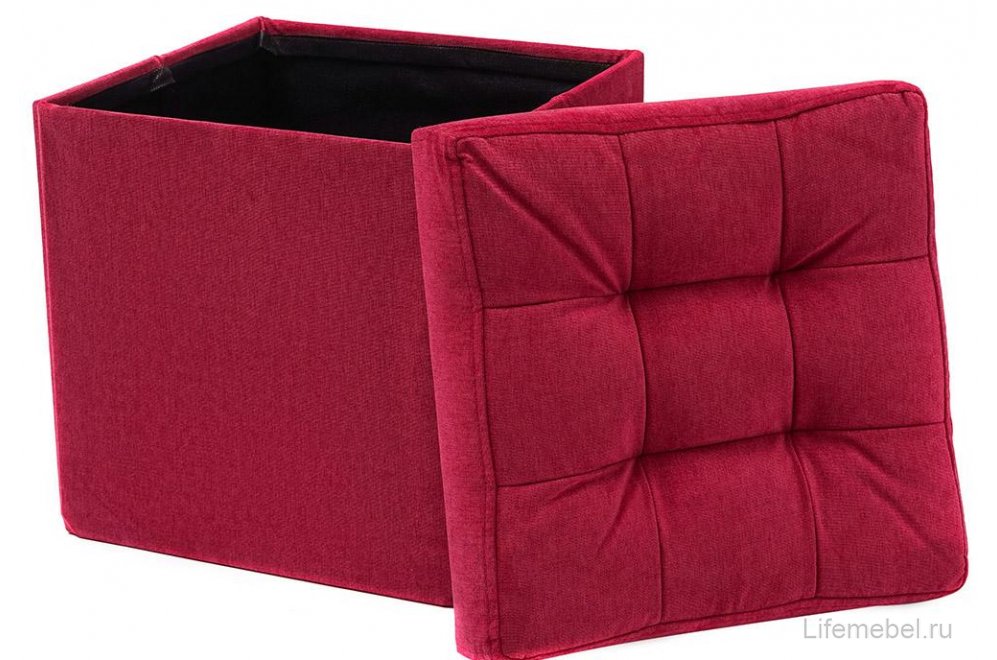 Пуф Складной микровельвет малиновый