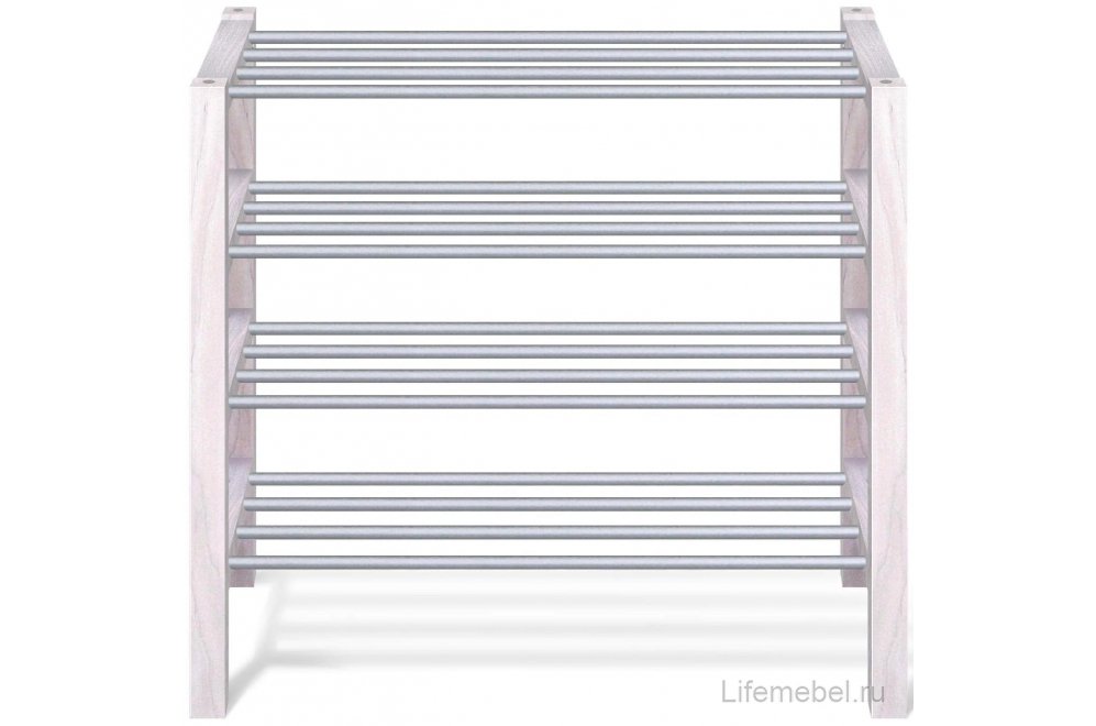 Обувница Альберо SHT-SR9-4 беленая / алюминий металлик