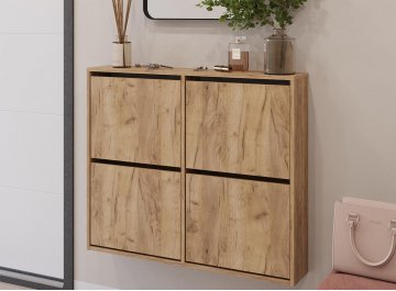 Тумба для обуви Калипсо подвесная дуб крафт золотой