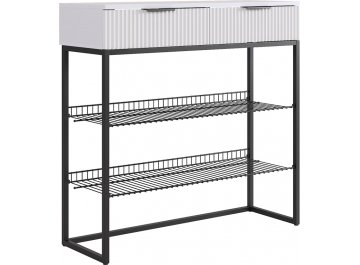 Тумба для обуви Классная 1 белое дерево / белый матовый / золото