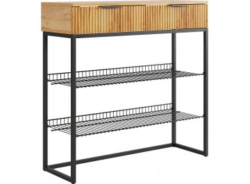 Тумба для обуви Классная 1 белое дерево / белый матовый / золото