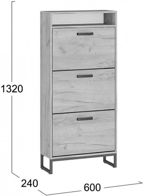 Обувница Лофт тип 01 черный / дуб крафт золотой