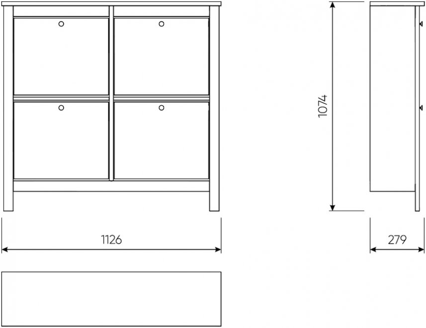 Обувница Сага 113х108 серая / ясень