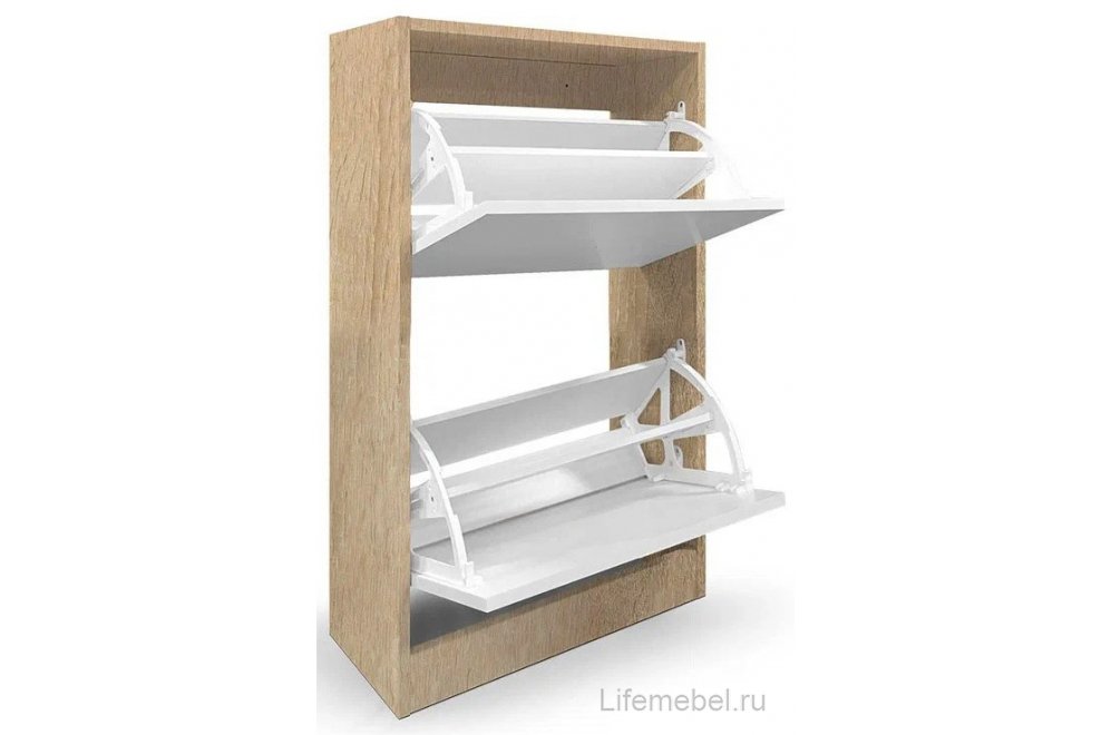 Обувница Шелл 2 дуб сонома / белый