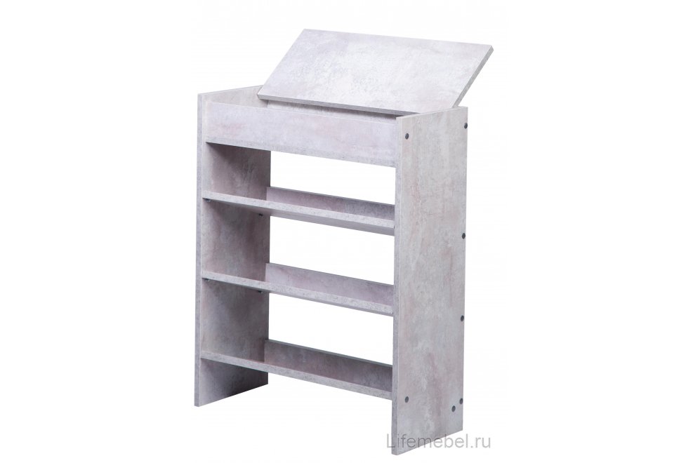 Обувница Мальта с ящиком цемент светлый вельвет