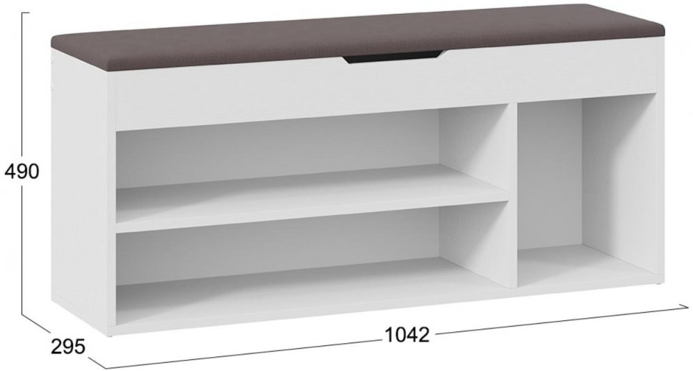 Обувница Тип 12 велюр серый / белый ясень