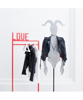 Напольная вешалка Костя с рогами серая