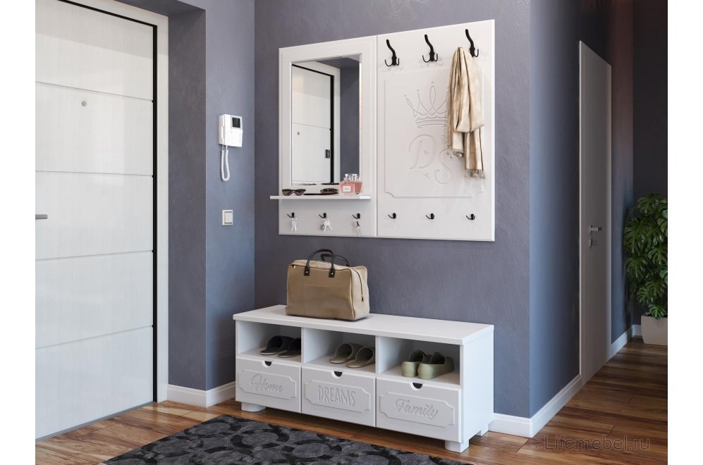 Настенная вешалка ДримСтар ДС-32 белое дерево