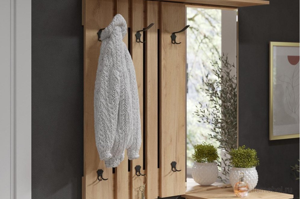 Настенная вешалка Эмилия ЭЛ-6 дуб крафт золотой