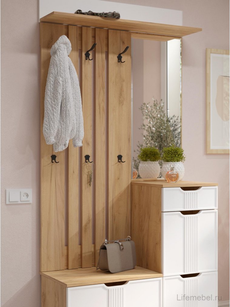 Настенная вешалка Эмилия ЭЛ-7 дуб крафт золотой