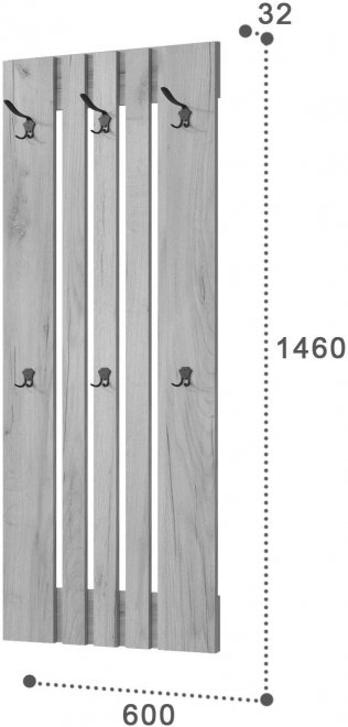 Настенная вешалка Эмилия ЭЛ-7 дуб крафт золотой