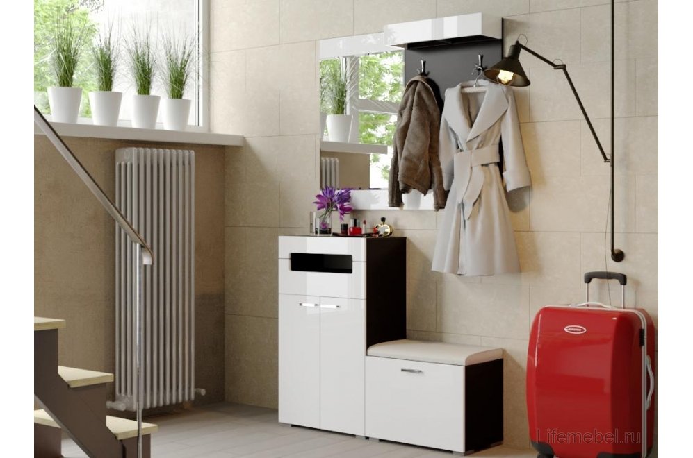 Вешалка настенная Фьюжн венге линум / белый глянец